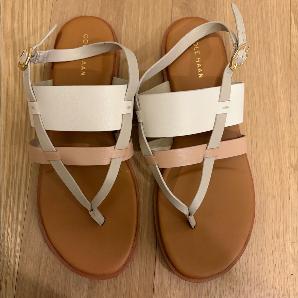 Cole Haan White & Blush Leather Sandals